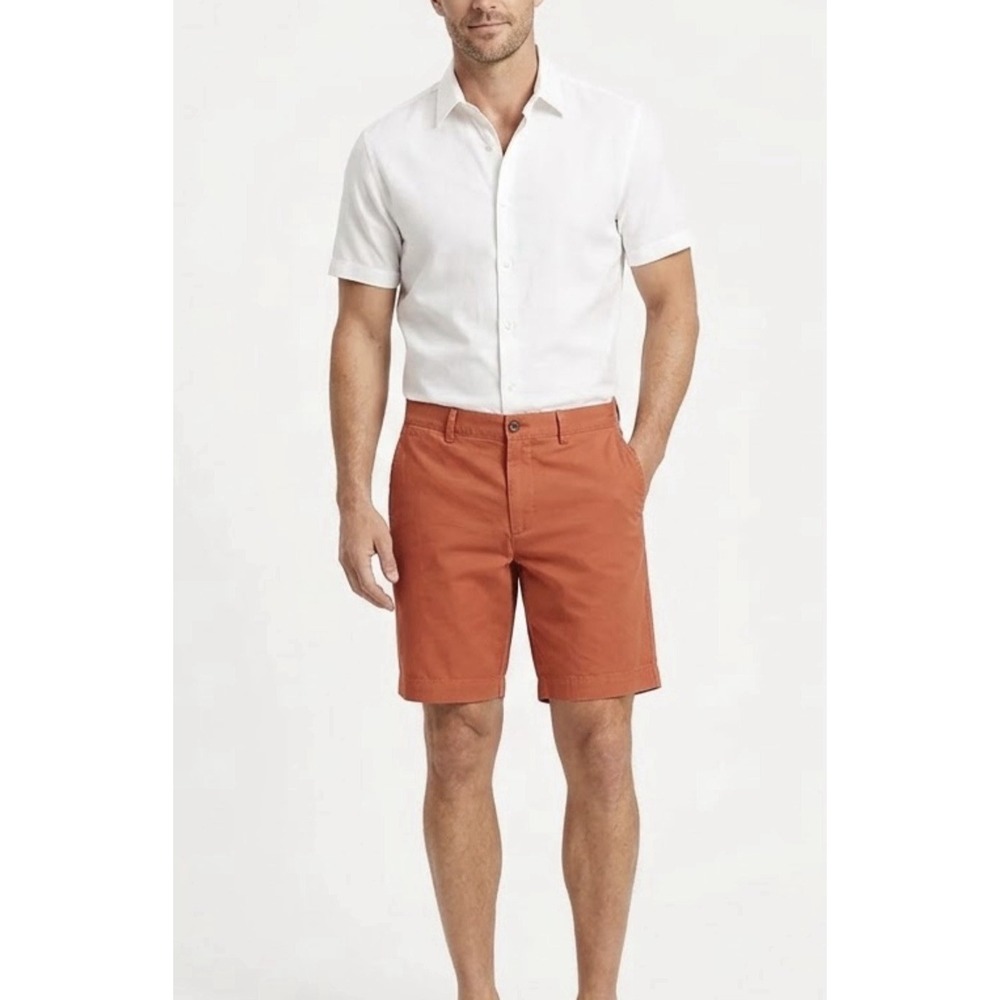 Banana Republic Shorts‎ Men's 32 Orange Bermuda Straight Flat Front 100% Cotton